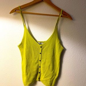 Chartreuse cable knit summer tank from Anthropologie
